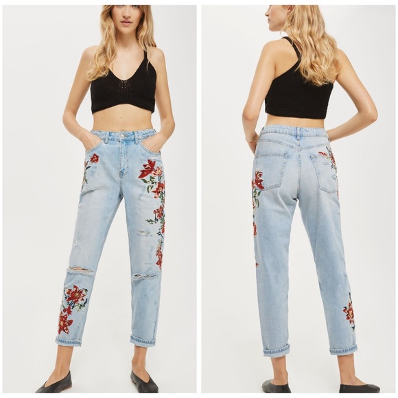 topshop flower jeans
